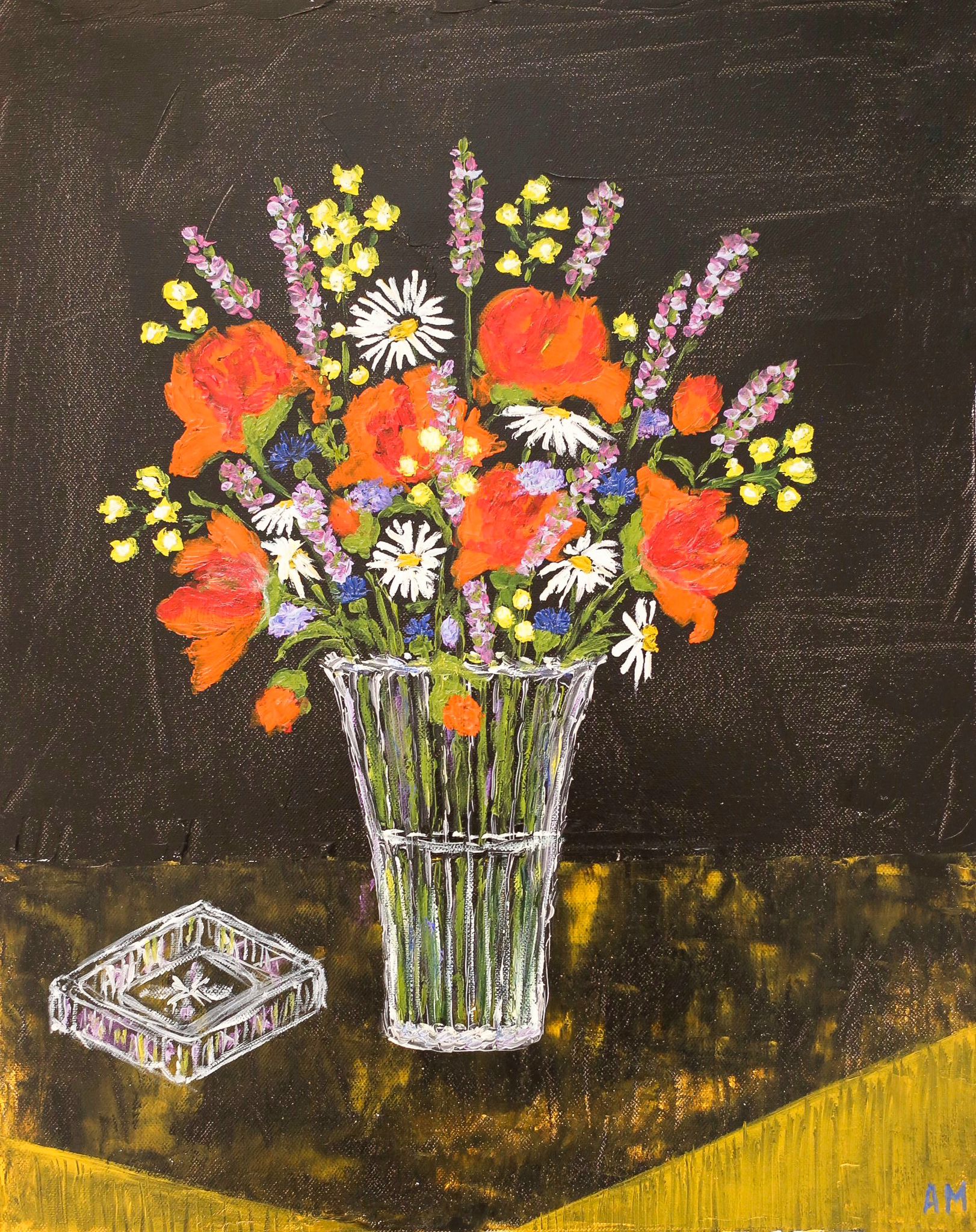 Tablou Canvas Vaza cu Flori de Camp 60 x 80 cm